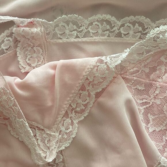 Vintage German Baby Pink Slip Lace Dress SIze Small - Picture 4 of 4